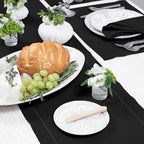Solino Home Linen Black Table Runner 48 Inches - Classic Hemstitch, 100% Pure Linen Coffee Table Runner 14 x 48 Inch Ideal for Dresser Tables - Summer, Fall, Autumn, Halloween