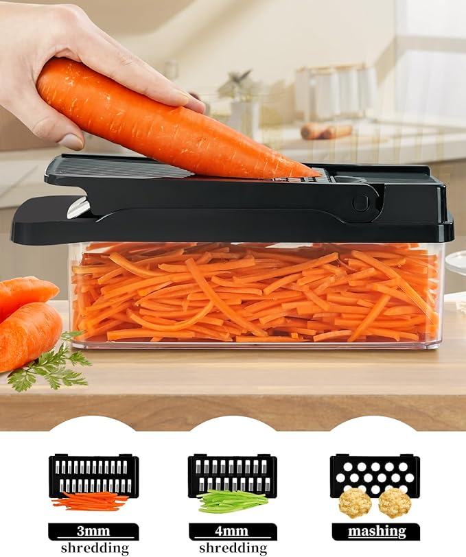 Vegetable Chopper Spiralizer Mandoline Onion Slicer - Multifunctional Food Cutter with Container, Pro Mandoline Slicer, Dicer Cutter, Kitchen Gadgets & Home Essentials