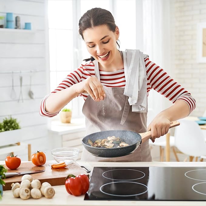 VOTTGO 19 Pcs Pots and Pans Set Non Stick, Black Granite Induction Cookware Set, Non Toxic Healthy RV Kitchen Cooking Set with Silicone Tools and Pot Protectors, PFOA PFOS PFAS Free