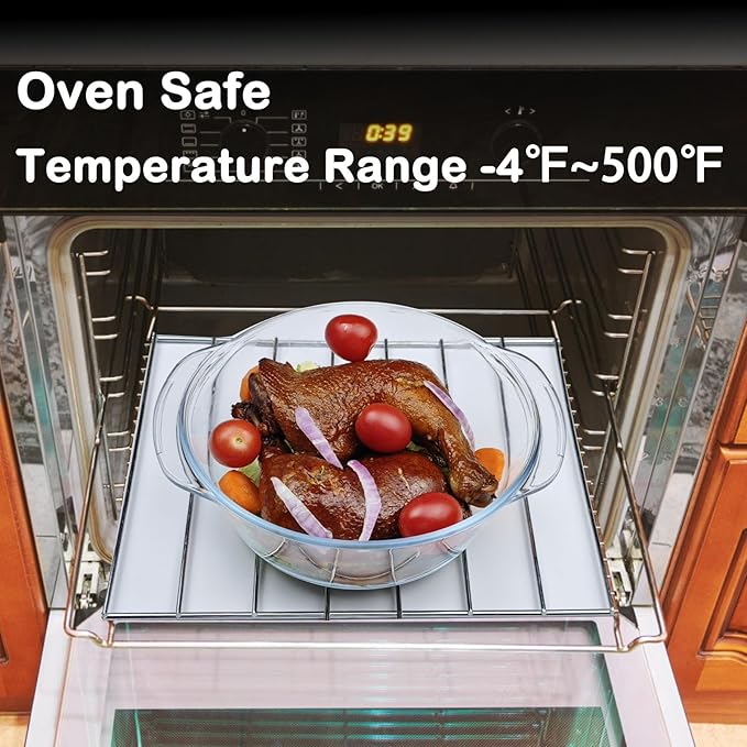 Small Glass Casserole Dish With Lid, 1.5L Microwavable Bowl, Easy Grab Baking Dish - Oven Safe