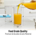 Zulay Kitchen Acrylic Glasses Drinkware - 8 Piece Unbreakable Plastic Tumblers - BPA-Free, Reusable Plastic Drinking Glasses for Home & Outdoors - Stackable, Lead-Free & Dishwasher Safe - (16 oz)