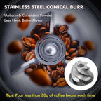 Portable Electric Coffee Grinder Stainless Steel Conical Burr Coffee Grinder with 45 Adjustable Settings Rechargeable Coffee Bean Grinder for Home, Travel, Camping, Office-Titanium color