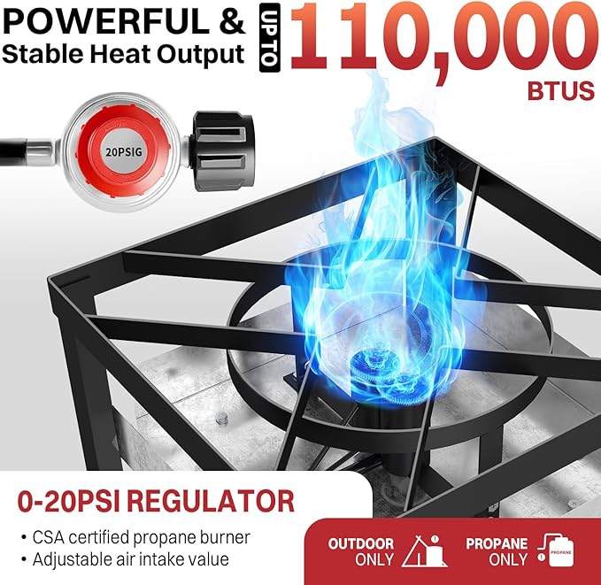 80QT Crawfish Boiler | Seafood Boiling Kit | Dustproof Cover & 16" Skimmer Included | 110,000BTU Propane Jet Burner | 0-20 PSI CSA Certified Regulator | Crab Boil Pot for Outdoor Backyard Cooking