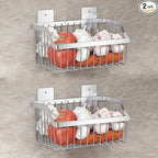 2PCS Hanging Storage Baskets Organizer Wall Mount, SUS304 Stainless Steel Wire Storage Bin Rack for Kitchen Bathroom Shower Spice Shelf,L 9.84 Inch