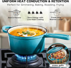 Onader Enameled Cast Iron Sauce Pan, 2QT Saucepan with Lid, Small Cast Iron Pot for Cooking, Enamel Dutch Oven Nonstick & Heavy Duty – Dark Cyan