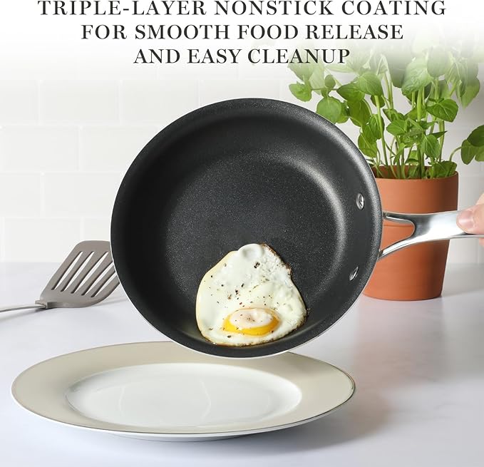 Martha Stewart 12 Piece Heavy Gauge Aluminum Hard Anodized Premium Nonstick Cookware Set, Induction Safe, Copper w/Black Interior