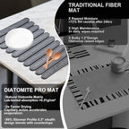 Large Stone Dish Drying Mat for Kitchen Counter, 24"×16"- Quick Drying Diatomaceous Earth Mats for Multi - Purpose, Eco-Friendly ,Super Absorbent, Foldable ,Non-Slip