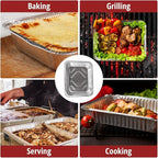 Aluminum Pans Disposable Half Size (100 Pack), 9x13 Steam Foil Deep Pans for, Prepping, Roasting, Food, Storing, Heating, Cooking, Chafers, Catering, BBQ Grilling,