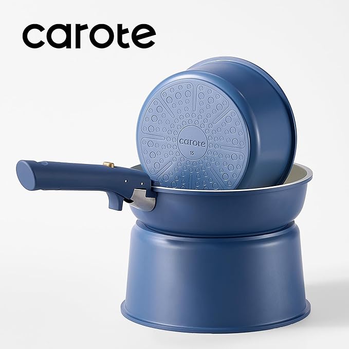 CAROTE 17pcs Pots and Pans Set, Nonstick Cookware Set Detachable Handle, Induction Kitchen Cookware Sets Non Stick with Removable Handle, RV Cookware Set, Oven Safe