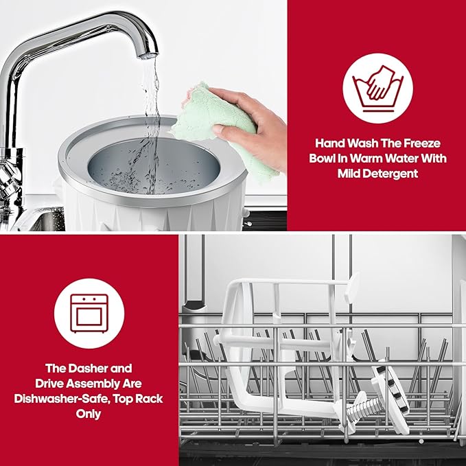 InnoMoon Ice Cream Maker Attachment for KitchenAid Stand Mixer, Compatible for Kitchenaid 4.5QT/5QT/6QT/7QT Stand Mixer, 2-Quart Frozen Yogurt, Sorbet Gelato Maker, Kitchen aid Ice Cream Maker(White)