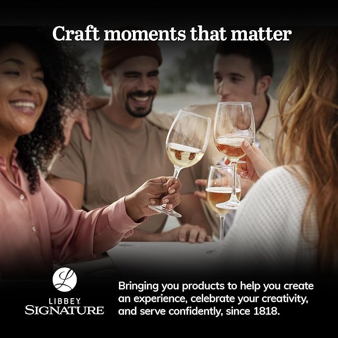 Libbey Signature Kentfield All Purpose Wine Glasses Set of 4, Red and White Long Stem Wine Glasses, Curvature Wine Glass Gift Set for All Occasions