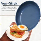 Stainless Steel Non Stick Frying Pan,10 Inch Healthy Non Toxic Ceramic Coating Cookware with Lid,Works on Induction, Electric Stove and Gas Cooktops,PTFE PFAS PFOA Free Skillet,Dishwasher&Oven Safe