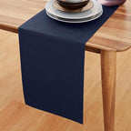 Solino Home Navy Table Runner 90 Inches Long - Dru Cotton Linen Dining Table Runner 14 x 90 Inch for Summer - Handcrafted and Machine Washable