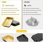 Aluminum Foil Pans, Extra Heavy Duty Disposable Aluminum Baking Pans, 14.57"×10.63" Steam Table Pans for Cooking, Heating, Storing, Prepping Roasting and Chafing (5 Pack Black and Gold)