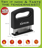 Mini-Deluxe Meat Tenderizer Tool 48 Blade Stainless Steel, Kitchen Cooking Gadgets Tools with Ultra Sharp Needle That Makes Steak & Chicken Tender - No More Hammer, Meat Pounder Or Mallet
