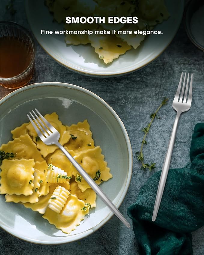 EUIRIO 20-Piece Matte Silverware Set, Modern Flatware Set for 4, Premium Stainless Steel Cutlery Set with Forks Spoons and Knives, Heavy Duty Utensil Sets, Dishwasher Safe