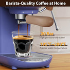 Espresso Machine with Steam Milk Frother Semi Automatic 20 Bar Compact Blue with Toggle Switch for home Cafetera Espresso, Latte, Cappuccino, Americano, Macchiato
