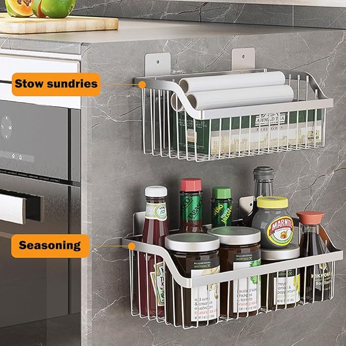 2 Set Fruit Basket for Kitchen, Pantry Kitchen Organizers and Storage, SUS304 Stainless Steel Wire Wall Basket, Onion Potato Vegetable Storage for Countertop Floor Cabinet Shelf