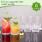 LUNA & MANTHA Ribbed Glasses Drinking Set of 8-17oz Large Capacity Highball Glasses, 12oz Rocks Glass Cups, Vintage Cocktail Glasses, Ideal for, Water, Ice Coffee Cup, Whiskey, Mixed Drinkware