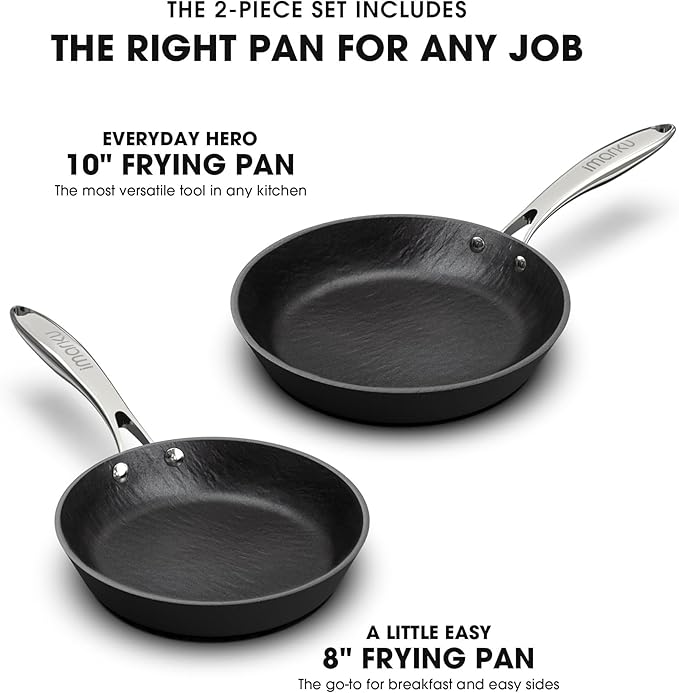 imarku Non Stick Frying Pans - 8 & 10 inch Frying Pan Set Nonstick Skillet, Professional Frying Pans Nonstick with Cool Stainless Steel Handle, Dishwasher Safe, Best Gifts