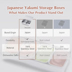 TIKUSAN Stainless Steel Seasoning Container Yakumi Pan Spice Storage Box Tray with Lid Medium Size Made in Japan (3 Containers)
