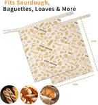 Reusable Bread Bag with Beeswax Lining – 2 Pack XL Cotton Bread Storage Bag for Homemade Sourdough, Baguette, Loaves – Eco-Friendly Waxed Food Wrap for Kitchen & Freezer