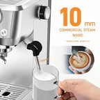 Espresso Machine 20 Bar, Espresso Coffee Maker with Professional Milk Frother Steam Wand for Cappuccino & Latte, 49oz Removable Water Tank for Home, Stainless Steel