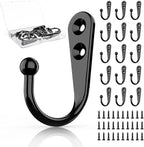 15Pcs Black Wall Mounted Coat Hooks, Hanger Hook with 30 Pieces Screws for Hanging Hat, Towel, Key, Robe, Coats, Scarf, Bag, Cap, Coffee Cup, Mugs