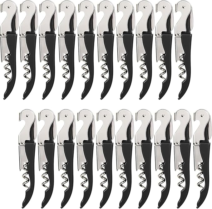 HYZ Wine Opener Bulk 20Pack for Bartender, Professional Waiter Corkscrew Wine Key for Servers,Wine Bottle Opener Double Hinged, Wine Accessories Set for Party Favor, Black