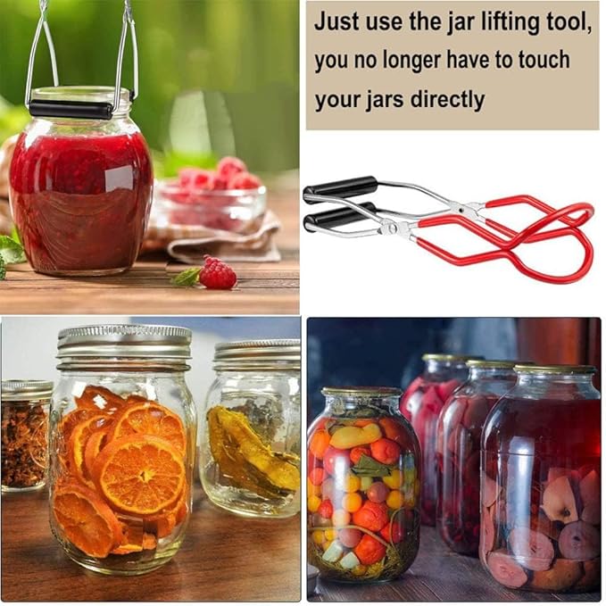 Oriflame Canning Jar Lifter Tongs, Stainless Steel Jar Lifter with Rubber Grips - for Slip Wide-Mouth Clip for Kitchen Restaurant