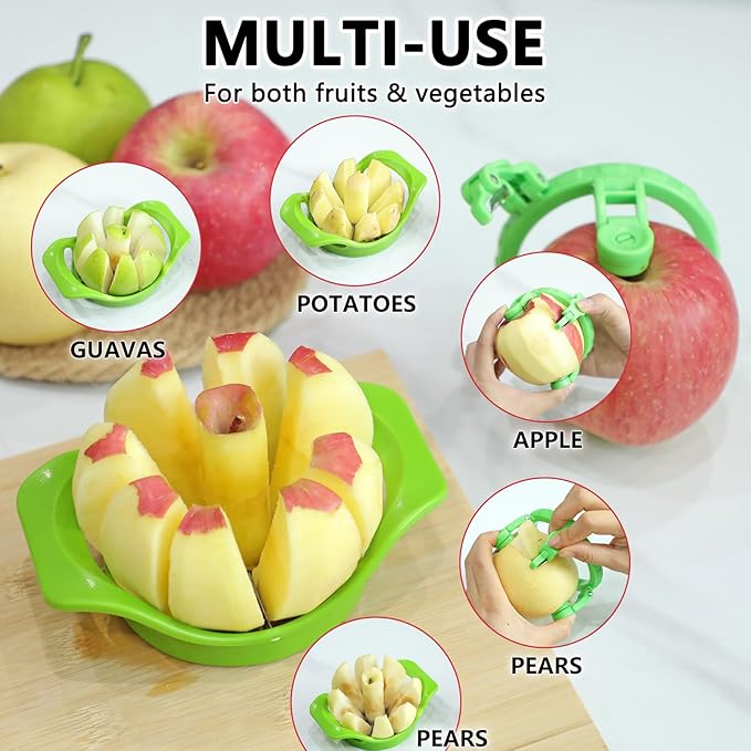 3.86 Inch Apple Slicer & Handheld Apple Peeler,Super Sharp Apple Cutter and Corer 8 Slices, Foldable Manual Rotating Apples Pear Peeler for Round Vegetables and Fruits