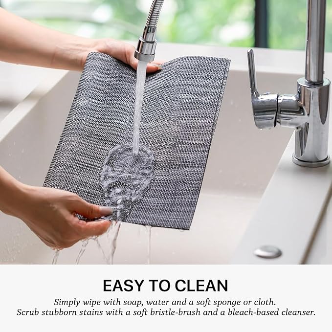 LEXMORE PVC Woven Placemats 6 PCS Wipeable Indoor/Outdoor Table Mats Washable Vinyl Place Mats for Dining Table, Set of 6-Dark Gray