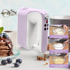 9-Speed Digital Hand Mixer Electric, 400W DC Motor, Hand Mixer electric Handheld with Snap-On Storage Case, Touch Button, Turbo Boost, 5x Stainless Steel Accessories (Lilac Purple)