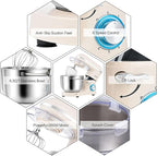 Aucma Stand Mixer, 6.5QT 660W 6-Speed Tilt-Head Food Mixer, Kitchen Electric Stand Mixer with Dough Hook, Wire Whip & Beater (Almond Cream, 6.5QT)