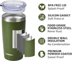 SUNWILL Travel Coffee Tumbler 20 oz, Insulated Mug with Lid, Stainless Steel Cup for Outdoor, Powder Coated Olive
