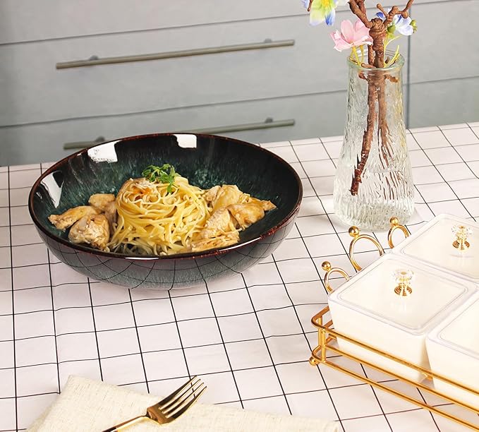 Soup bowl Soup plate Large Pasta Bowls 56 ounce, Set of 2, Serving,Salad,Dinner,deep Plate/Wide Bowl,Microwave, Oven, Dishwasher Safe Kitchen Dinnerware,Modern Porcelain Dishes 10 inch