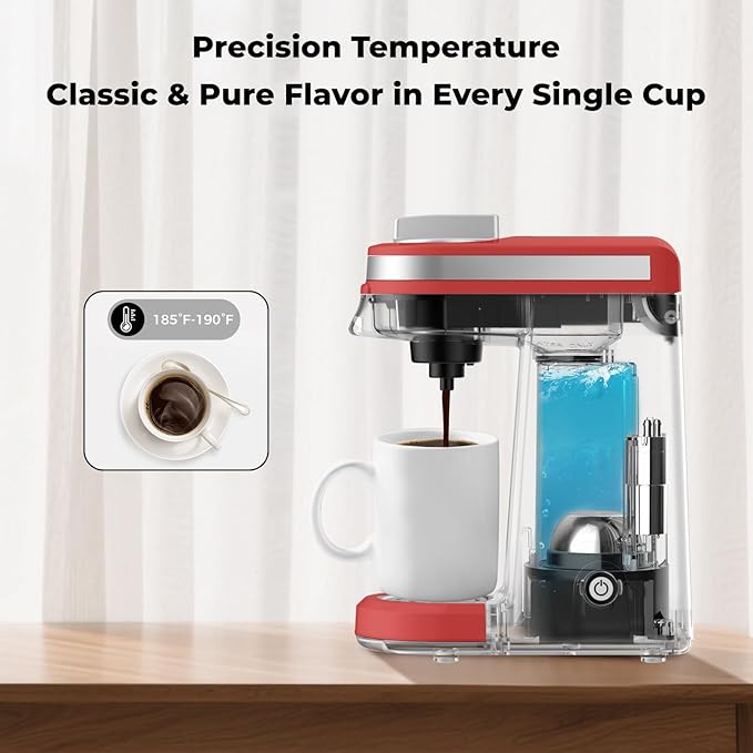 CHULUX Mini Coffee Maker for K Capsule, Single Serve Coffee Maker for One Cup Americano, Lightweight Pod Coffee Machine, Red