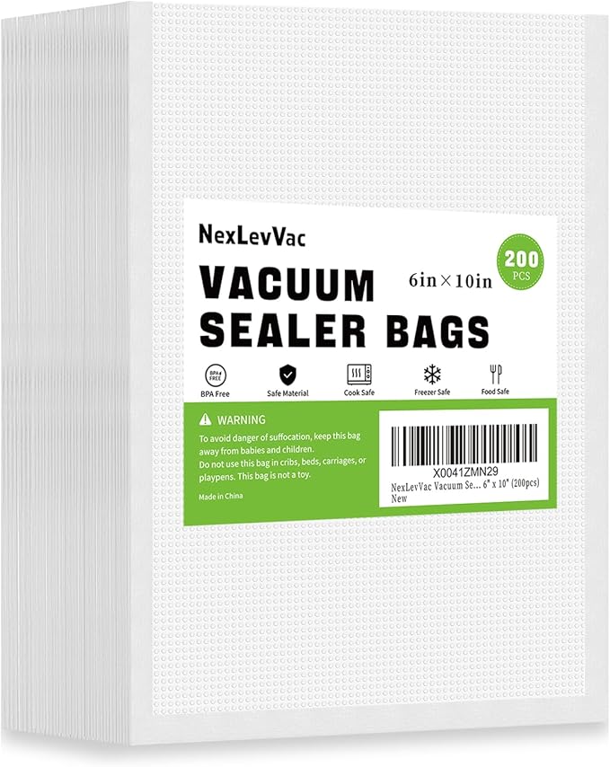 200 Pint Vacuum Sealer Bags - 6x10 Inch, Heavy Duty Commercial Grade for Food Saver, Seal a Meal, Sous Vide, Meal Prep & Freezer Storage