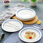 10.5-inch Porcelain Dinner Plate Set of 6 - Microwave, Oven and Dishwasher Safe, Scratch Resistant. (Scuba Blue)