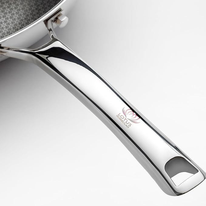 Hybrid Wok Pan, Nonstick, PFOA Free 12 Inch Induction Wok With Lid, Dishwasher Safe Cooking Pan For All Cooktops, Stainless Steel Cookware, Woks & Stir-Fry Pans, Bonus Bamboo Dish Brush