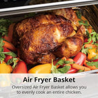 Aria 36 Qt Air Fryer Oven, Ariawave Stainless Steel Air Fryer with Rotisserie, Basket, & Grill Trays, Easy Clean Large Countertop Convection Oven, XL Touchscreen Display & Cooking Presets, Black