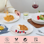 bestone Dinner Plates, 10.5 Inch Plates Set of 6, Porcelain Round Dessert Salad Dinner Plates, Serving Dishes for Kitchen, Dishwasher, Microwave, Freezer, Oven Safe, Marble Orange