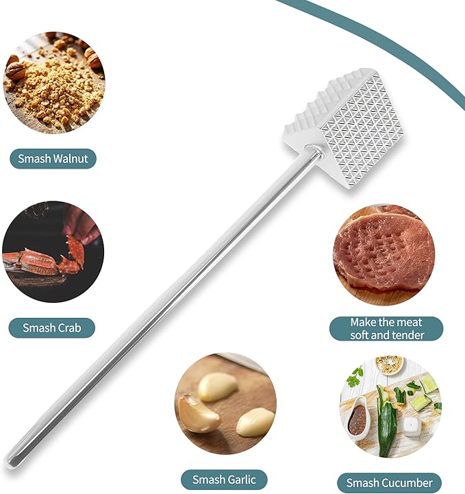 VOCOSTE Meat Tenderizer Mallet, Aluminum Alloy Kitchen Three-sided Meat Pounder Flattened, Meat Mallet Hammer, Steak Chicken Beef Tenderizer Tool
