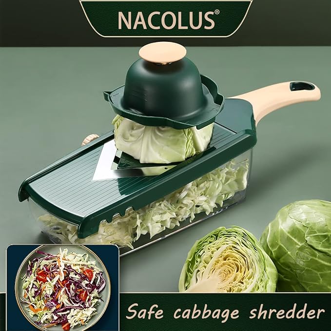 Adjustable Mandoline Slicer for Kitchen - Ultra Sharp V-Blade with Container, Julienning Slicer for Potatoes, Apples, Onions, Tomatoes
