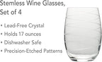Mikasa Cheers Stemless Wine Glasses, Set of 4, 17-Ounce Clear Glasses, Durable and Elegant, Perfect for Red or White Wine, Dishwasher Safe