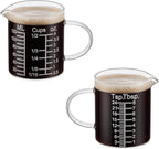 Ackers Etching Scale Measuring Glass -[Insulated handle | V-Shaped Spout]-Made of High Borosilicate Glass Measuring for Kitchen or Restaurant, Easy to Read, 120 ML (4 Oz)