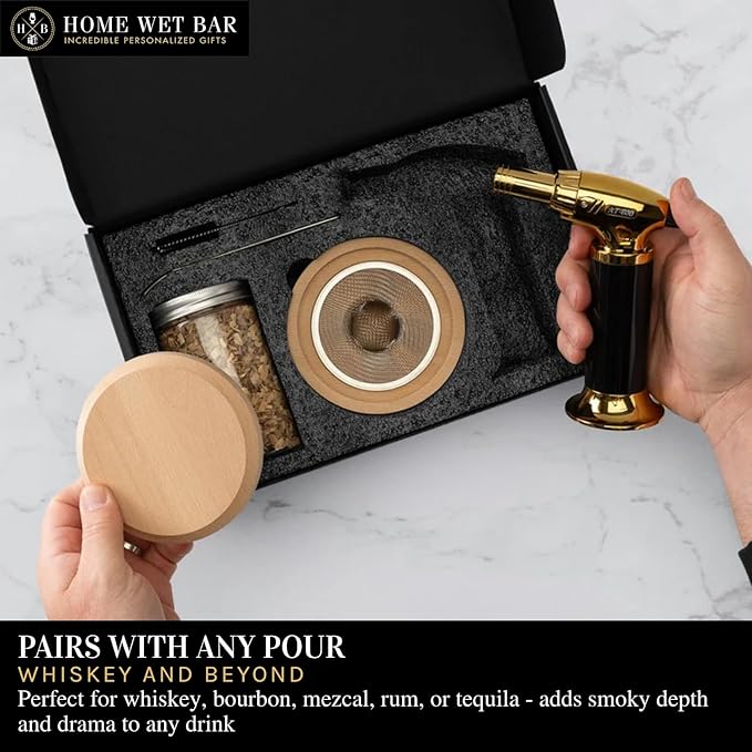 Whiskey Smoker Kit – Premium Black Diamond Cocktail Set with Smoker Top & Oak Wood Chips