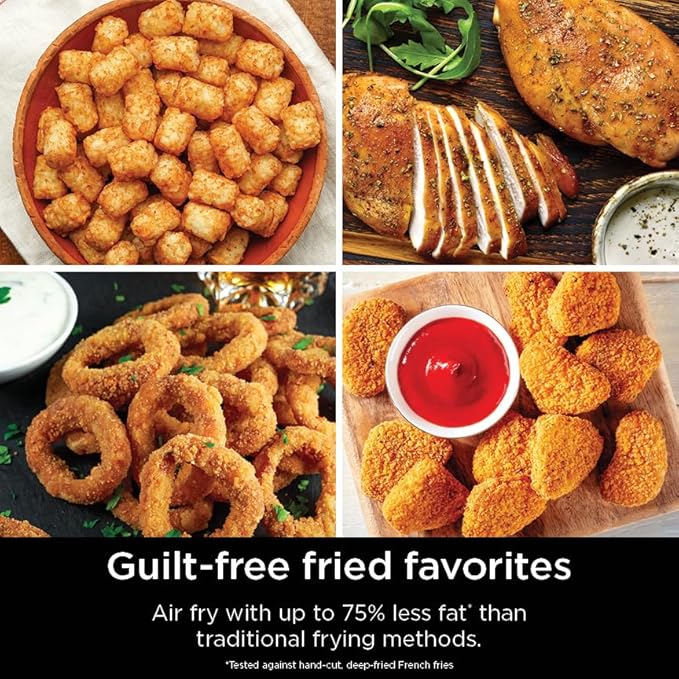 Ninja Air Fryer, 8 QT DoubleStack 2-Basket, Space Saving Design, Cooks 2lb Chicken Wings, Feeds up to 6 People, 6-in1 Air Fryer, Roast, Bake & More, Easy to Clean, Dishwasher Safe Parts, Black, SL201