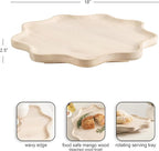 Kate and Laurel Alezar Mango Wood Wavy Round Lazy Susan Tray, 18 Inch Diameter, Light Bleached Wood, Scalloped Wooden Countertop Organizer with Turning Lazy Susan for Kitchen Storage or Ottoman Tray