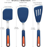 To encounter 3 Pieces Silicone Spatula Set, Heat Resistant Flexible Turner Spatulas, Nonstick Cookie Spatula, Fish Spatula, Dishwasher Safe, Navy Blue